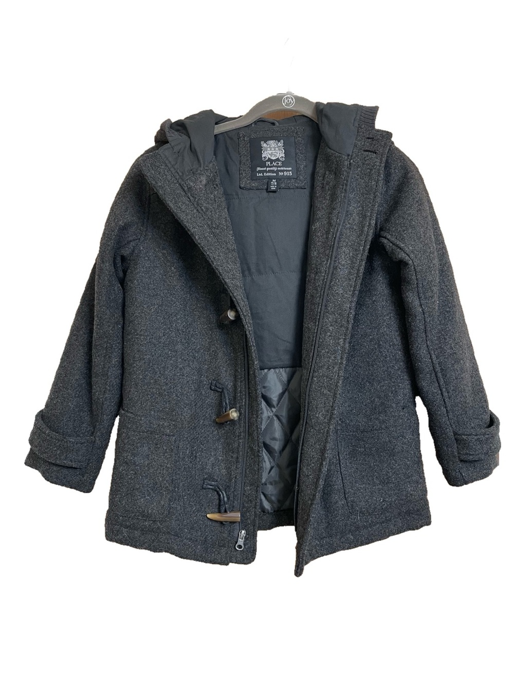 Children’s Place Dark Charcoal Hooded Toggle Pea Coat